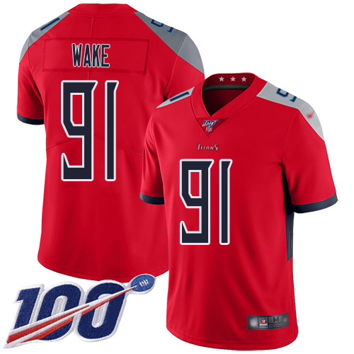 Tennessee Titans Limited Red Men Cameron Wake Jersey NFL Football 91 100th Season Inverted Legend